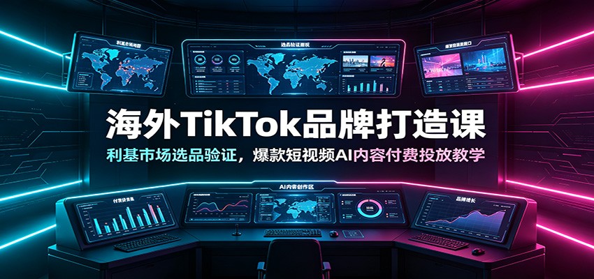 海外TikTok品牌打造课：利基市场选品验证，爆款短视频AI内容付费投放教学-星云网创
