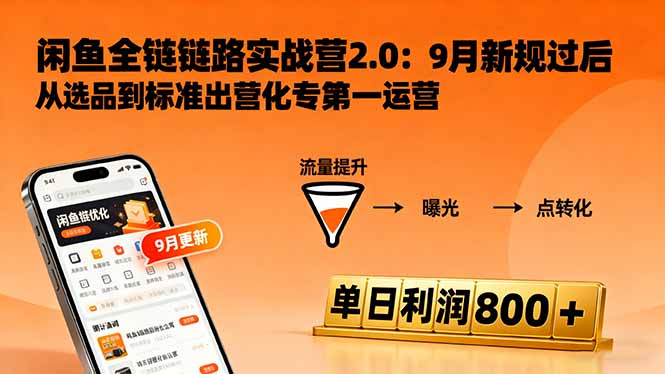 闲鱼变现课3.0：掌握链接优化、流量提升、商业变现，单日利润800+-星云网创