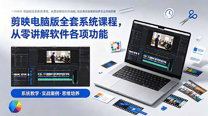 剪映电脑版全套系统课程，从零讲解软件各项功能，结合海量实战案例培养专业剪辑思维-星云网创