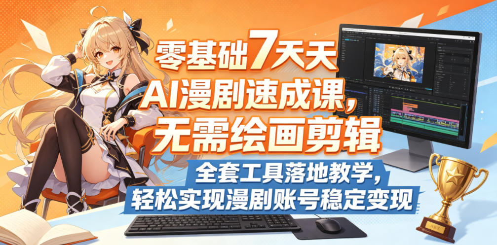 零基础7天AI漫剧速成课，无需绘画剪辑，全套工具落地教学，轻松实现漫剧账号稳定变现-星云网创