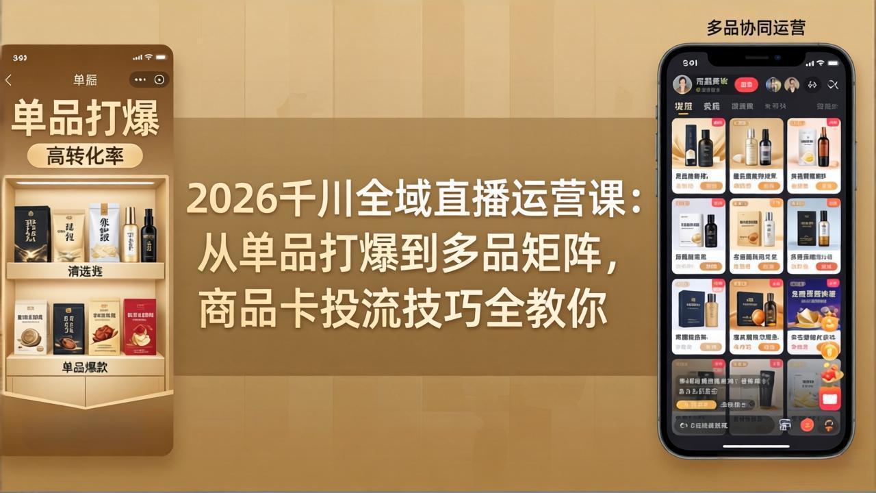 2026千川全域直播运营课：从单品打爆到多品矩阵，商品卡投流技巧全教你-星云网创