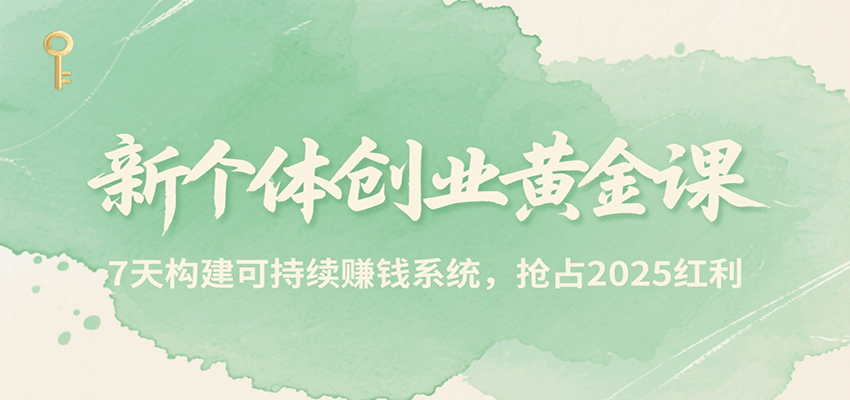 新个体创业黄金课，7天构建可持续赚钱系统，抢占2025红利-星云网创