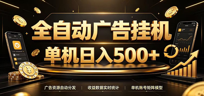 全自动广告挂机，每天24小时不停的去看广告获取收益，单机500＋-星云网创
