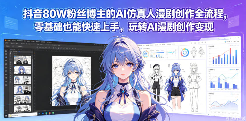 抖音80W粉丝博主的AI仿真人漫剧创作全流程，零基础也能快速上手，玩转AI漫剧创作变现-星云网创