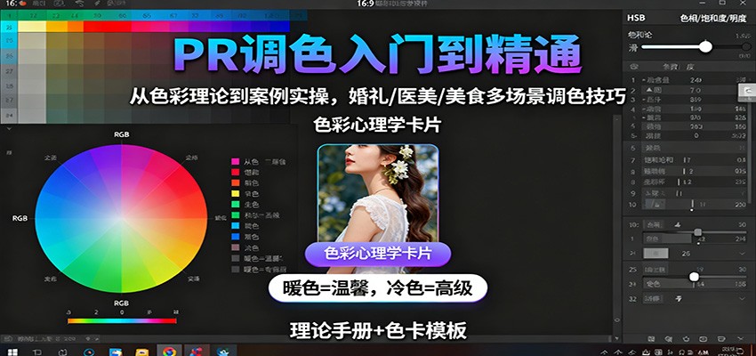 PR调色入门到精通：从色彩理论到案例实操，婚礼/医美/美食多场景调色技巧-星云网创