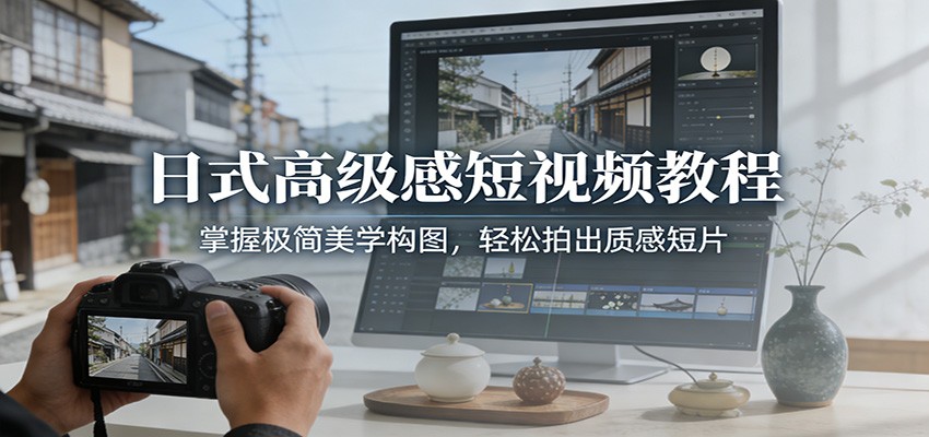 日式高级感短视频教程：掌握极简美学构图，轻松拍出质感短片-问题不大网创