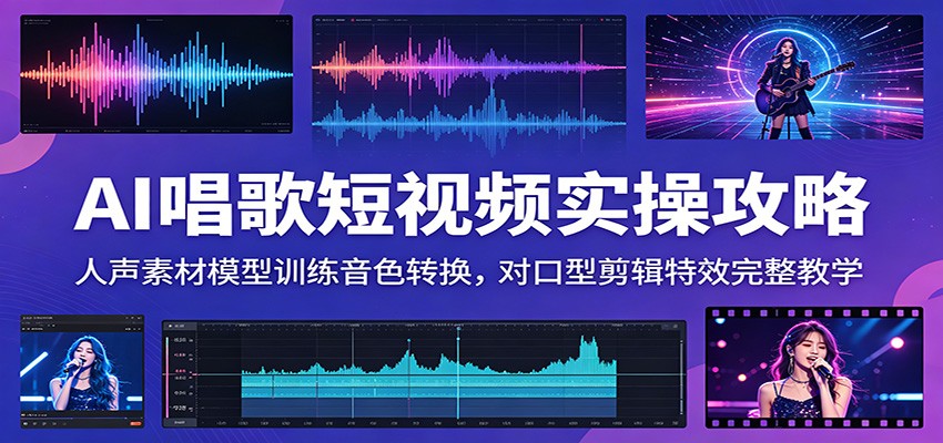 AI唱歌短视频实操攻略：人声素材模型训练音色转换，对口型剪辑特效完整教学-星云网创