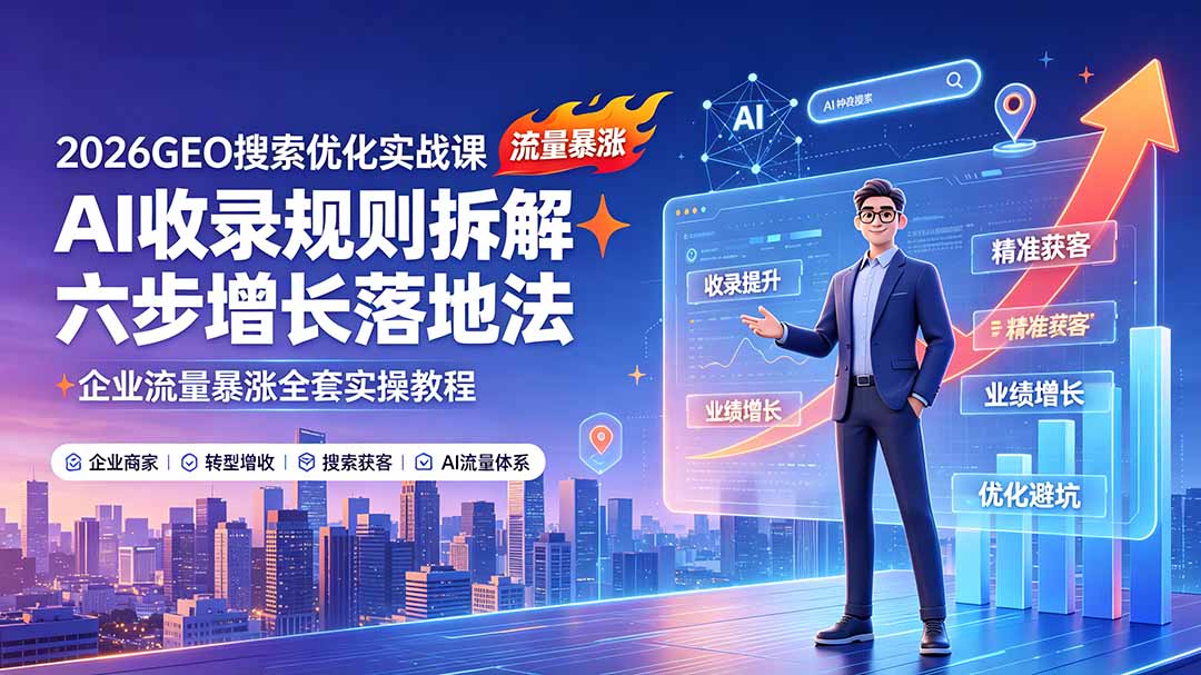 2026GEO搜索优化实战课：AI收录规则拆解｜六步增长落地法｜企业流量暴涨全套实操教程-星云网创