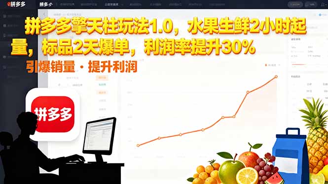 拼多多 擎天柱玩法1.0,水果生鲜2小时起量,标品2天爆单,利润率提升30%-星云网创
