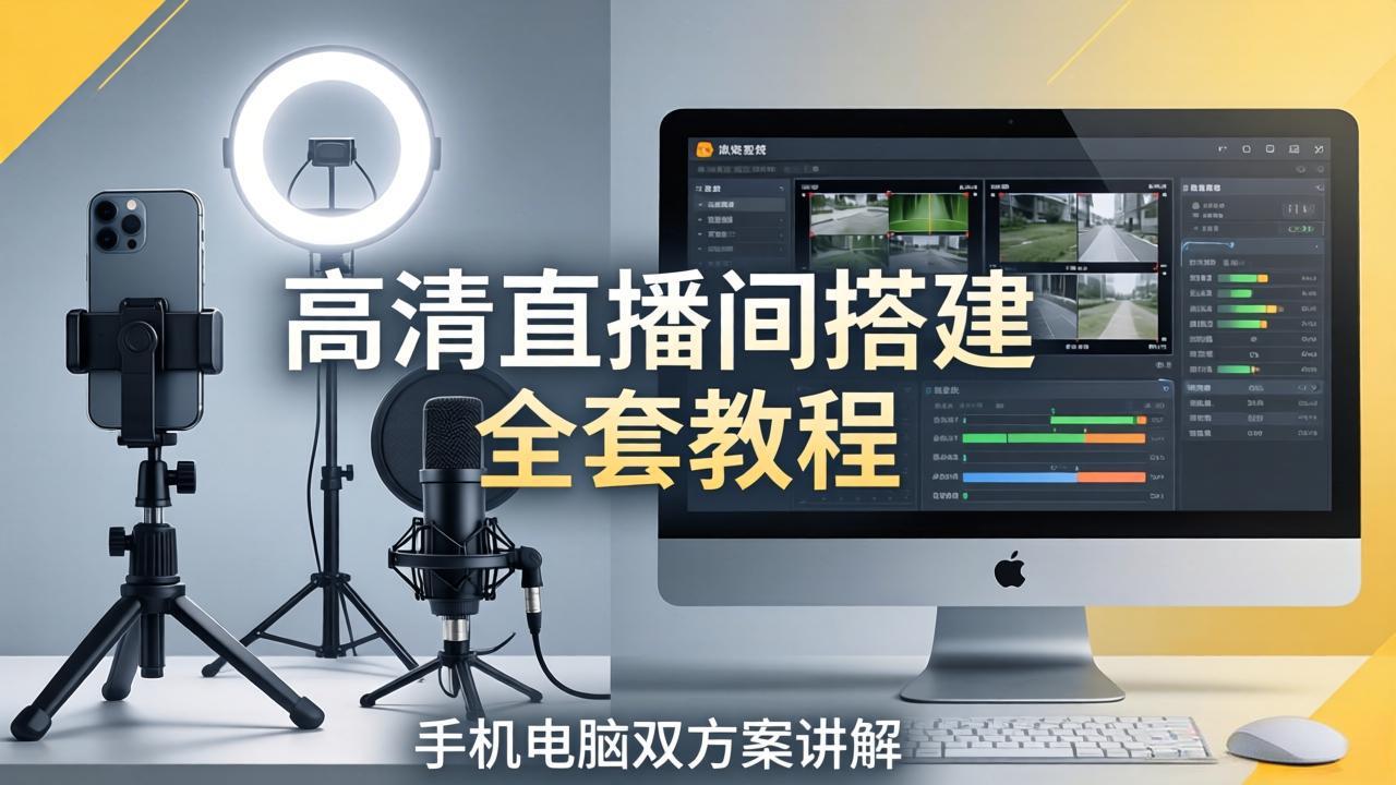 高清直播间搭建全套教程，手机电脑双方案讲解，设备选型调试多机位实操教学-星云网创