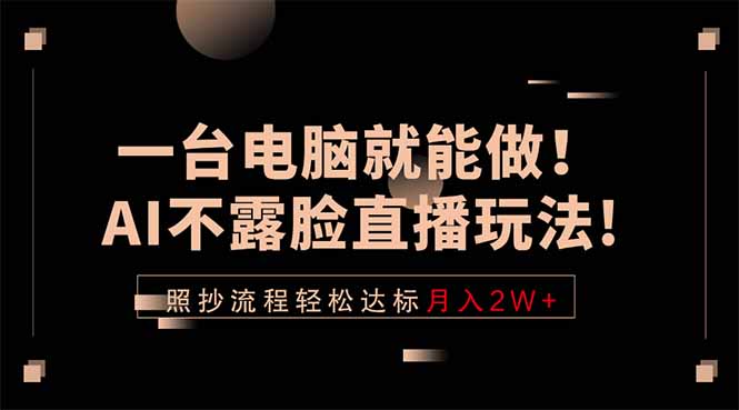 一台电脑就能做！AI不露脸直播玩法，照抄流程轻松达标月入2W+-星云网创