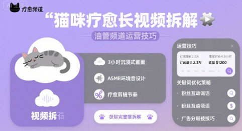 猫咪疗愈长视频拆解 &油管频道运营技巧-星云网创