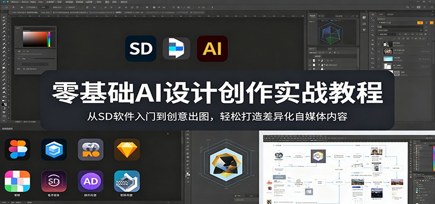 零基础AI设计创作实战教程：从SD软件入门到创意出图，轻松打造差异化自媒体内容-星云网创