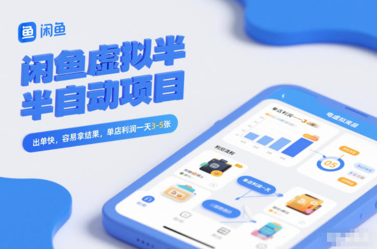 闲鱼虚拟半自动项目，出单快，容易拿结果，单店利润一天3-5张-星云网创