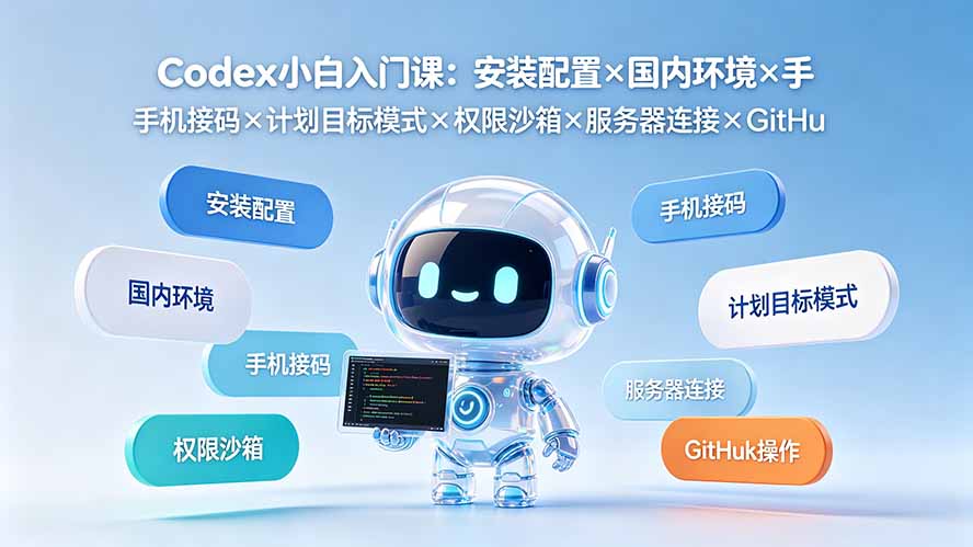 Codex小白入门课：安装配置×国内环境×手机接码×计划目标模式×权限沙箱×服务器连接×GitHub操作-星云网创