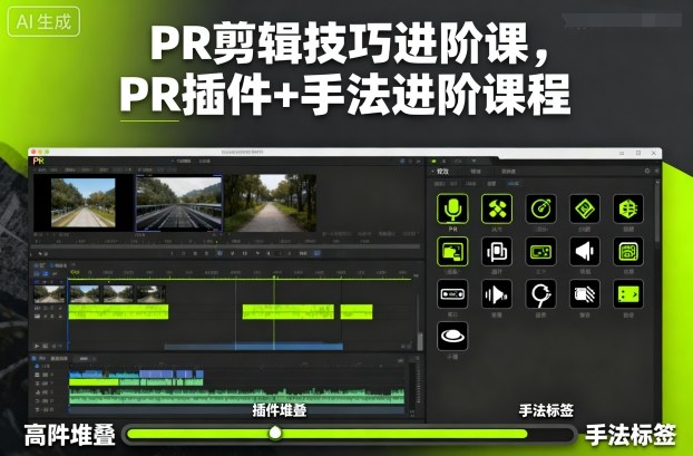 PR剪辑技巧进阶课，PR插件+手法进阶课程-柚子轻创