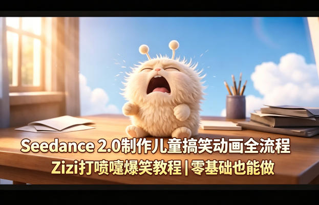 Seedance 2.0制作儿童搞笑动画全流程Zizi打喷嚏爆笑教程｜零基础也能做-星云网创