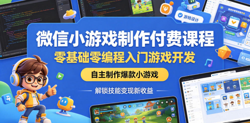 微信小游戏制作付费课程，零基础零编程入门游戏开发，自主制作爆款小游戏，解锁技能变现新收益-星云网创