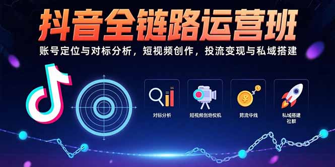 抖音全链路运营班：账号定位与对标分析，短视频创作，投流变现与私域搭建-星云网创