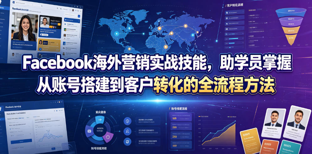 Facebook海外营销实战技能，助学员掌握从账号搭建到客户转化的全流程方法-星云网创