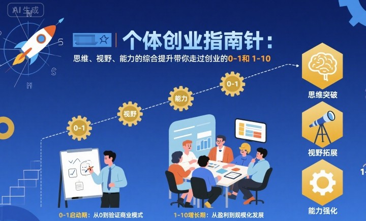 个体创业指南针，思维、视野、能力的综合提升带你走过创业的0-1和1-10【音频】-星云网创