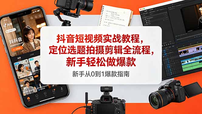 抖音短视频实战教程，定位选题拍摄剪辑全流程，新手轻松做爆款-星云网创