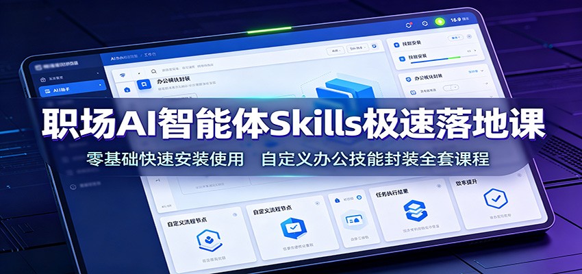 职场AI智能体Skills极速落地课：零基础快速安装使用，自定义办公技能封装全套课程-星云网创