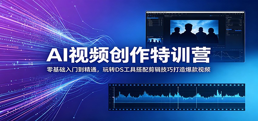 AI视频创作特训营：零基础入门到精通，玩转DS工具搭配剪辑技巧打造爆款视频-星云网创
