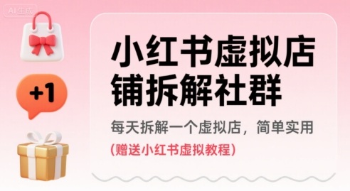 小红书虚拟店铺拆解社群，每天拆解一个虚拟店，简单实用(赠送小红书虚拟教程)-星云网创