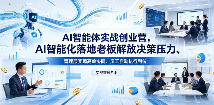 AI智能体实战创业营26年4月23-25号线下课，AI智能化落地老板解放决策压力、管理层实现高效协同、员工自动执行到位-星云网创