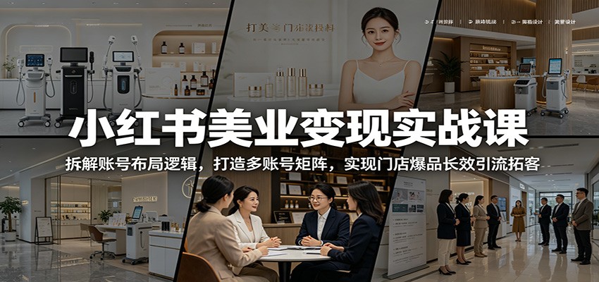 小红书美业变现实战课：拆解账号布局逻辑，打造多账号矩阵，实现门店爆品长效引流拓客-星云网创