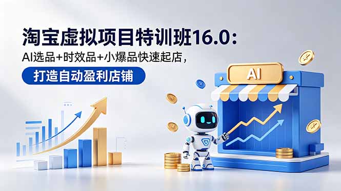 淘宝虚拟项目特训班16.0：AI选品+时效品+小爆品快速起店，打造自动盈利店铺-星云网创