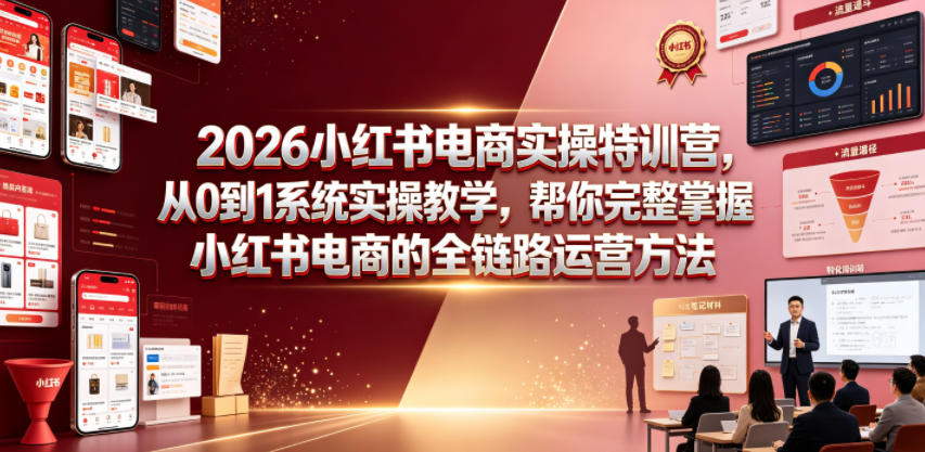 2026小红书电商实操特训营，从0到1系统实操教学，帮你完整掌握小红书电商的全链路运营方法-星云网创