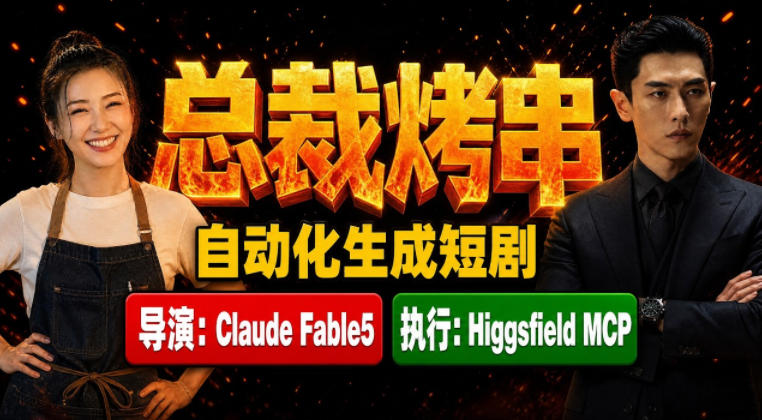 Claude Fable5担任导演+Higgsfield MCP落地执行｜《总裁烤串》真人质感短剧全自动AI生成全流程教学-星云网创