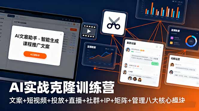AI实战克隆训练营：文案+短视频+投放+直播+社群+IP+矩阵+管理八大核心模块-星云网创