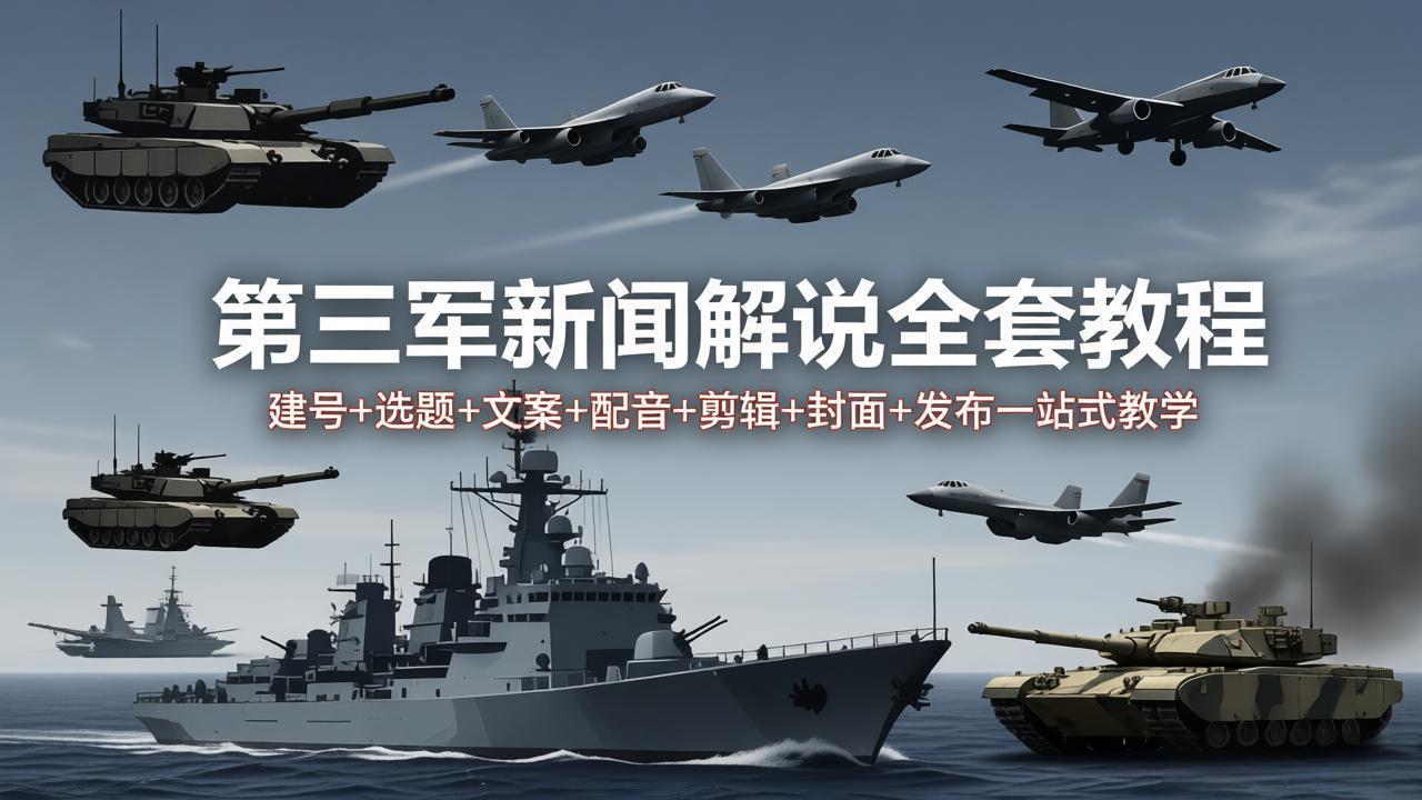 第三军迷新闻解说全套教程：建号+选题+文案+配音+剪辑+封面+发布一站式教学-星云网创