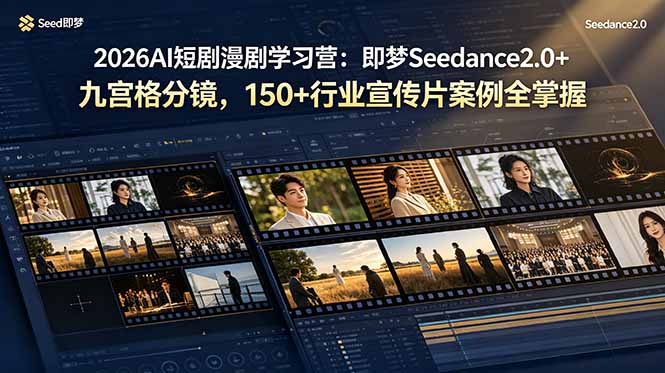 2026AI短剧漫剧学习营：即梦Seedance2.0+九宫格分镜，150+行业宣传片案例全掌握-星云网创