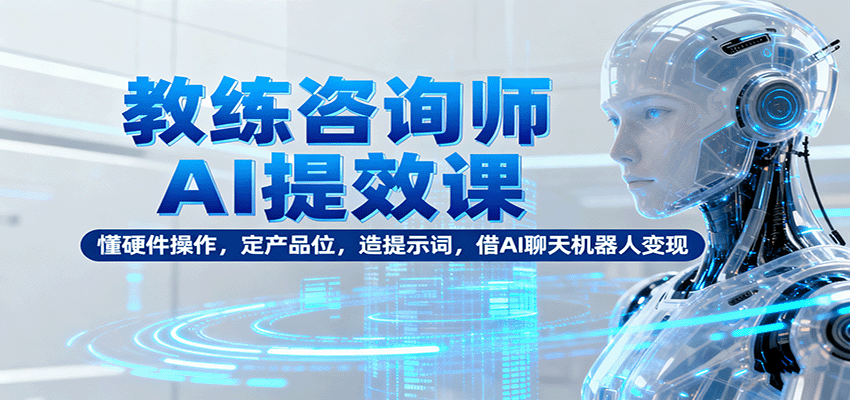 教练咨询师AI提效课：懂硬件操作，定产品位，造提示词，借AI聊天机器人变现-云网创