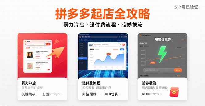 拼多多起店全攻略，暴力冷启，强付费流程，暗券截流，5-7月已验证的方法-星云网创
