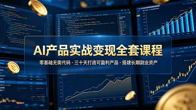 AI产品实战变现全套课程，零基础无需代码，三十天打造可盈利产品搭建长期副业资产-星云网创