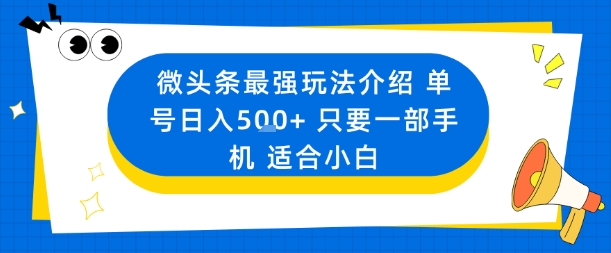 微头条最强玩法介绍一个号日入5张+只要一部手机适合小白-星云网创