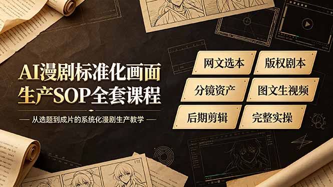 AI漫剧标准化画面生产SOP全套课程-更新，网文选本版权剧本分镜资产全覆盖，图文生视频后期剪辑完整实操教学-星云网创