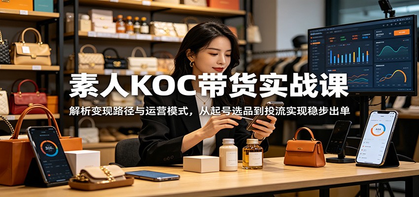 素人KOC带货实战课：解析变现路径与运营模式，从起号选品到投流实现稳步出单-星云网创