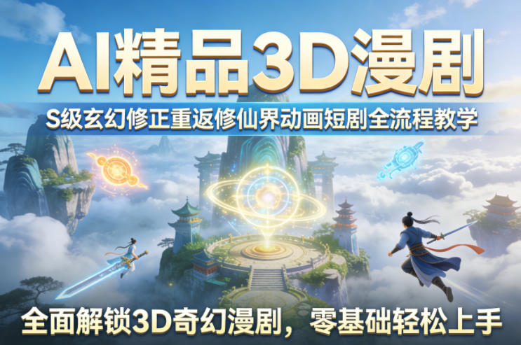 AI精品3D漫剧S级玄幻修正重返修仙界动画短剧全流程教学，全面解锁3D奇幻漫剧，零基础轻松上手-星云网创