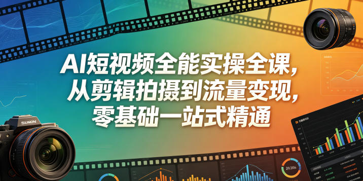 AI短视频全能实操全课，从剪辑拍摄到流量变现，零基础一站式精通-星云网创