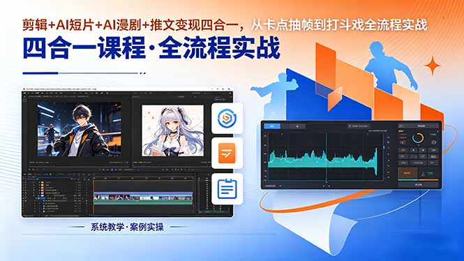 剪辑+AI短片+AI漫剧+推文变现四合一，从卡点抽帧到打斗戏全流程实战-星云网创