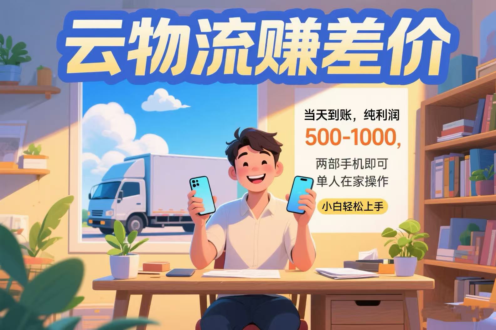 云物流赚差价 当天到账纯利润500-1000 两部手机即可 可单人在家操作 小…-问题不大网创
