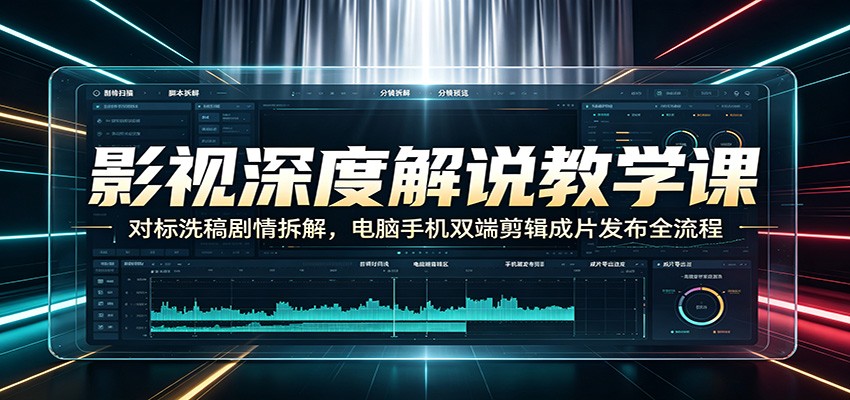 影视深度解说教学课：对标洗稿剧情拆解，电脑手机双端剪辑成片发布全流程-星云网创
