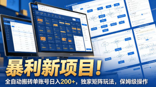 暴利新项目！全自动搬砖单账号日入200+，独家矩阵玩法，保姆级操作【揭秘】-云网创