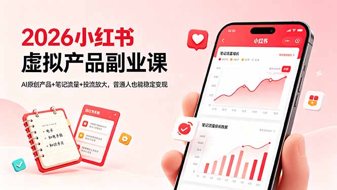 2026小红书虚拟产品副业课，AI原创产品+笔记流量+投流放大，普通人也能稳定变现-星云网创